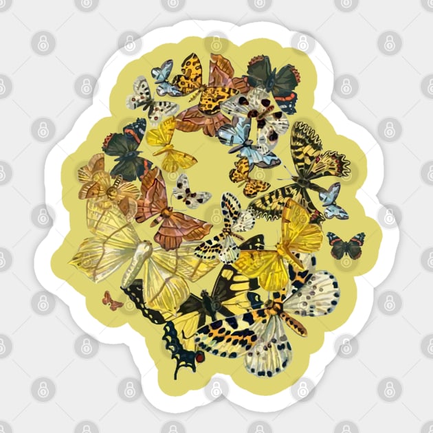 A Swarm Of Vintage Butterflies Vector Sticker by taiche